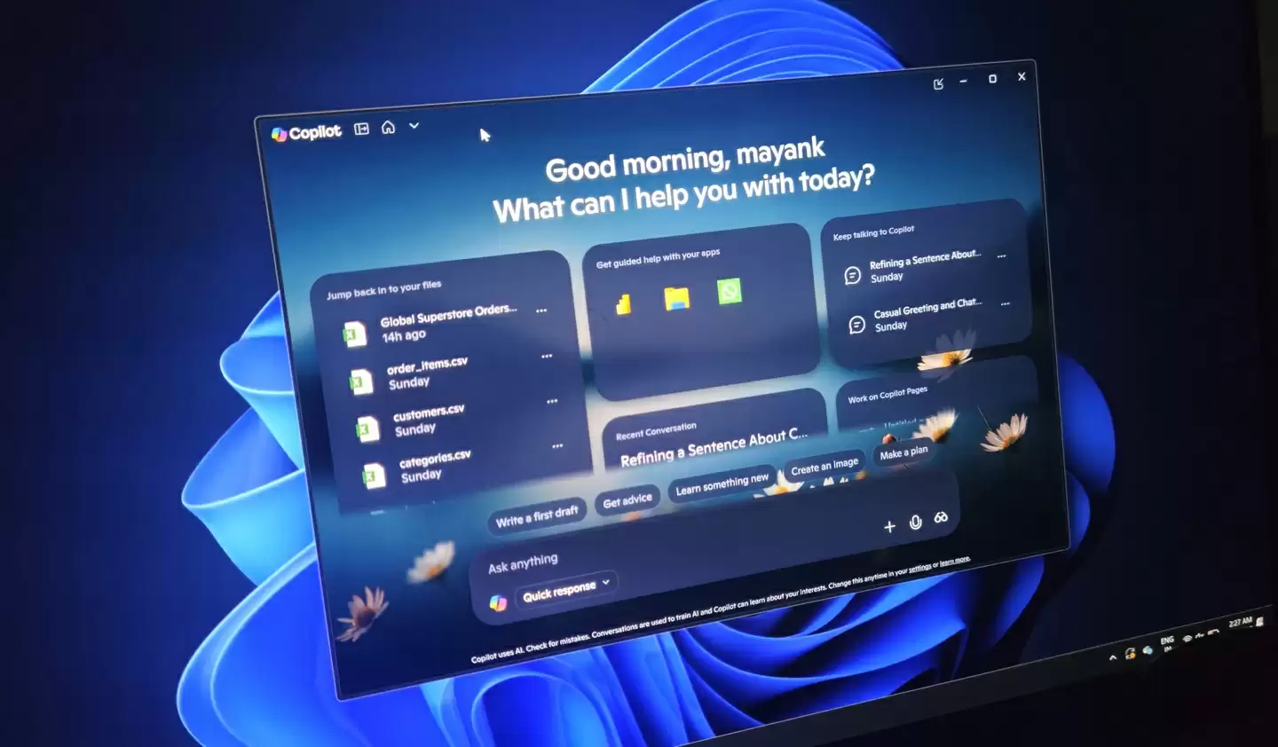 微软 Win11 版 Copilot 应用新增&ldquo;主页&rdquo;：新入口可分析文件、指导用户使用软件
