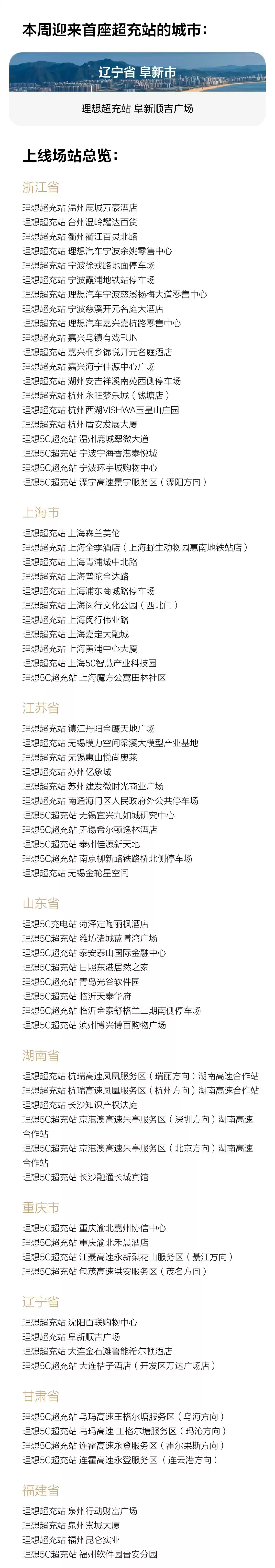 理想超充站累计上线数突破