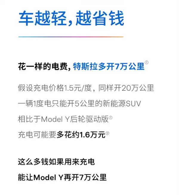 特斯拉省电真相：越轻跑越远，相同电费多开7万公里