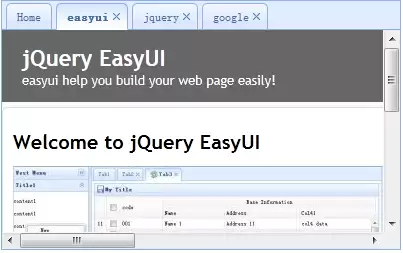 jQuery EasyUI 动态添加标签页界面示例