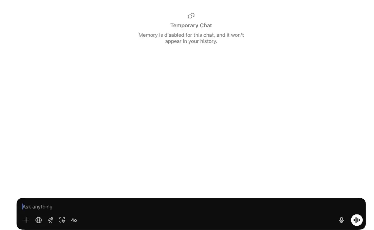 ChatGPT不想留下记录时先用Temporary Chat