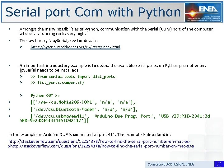展示 Python 串口库 API、串口对象、端口枚举和 Windows/Linux/macOS 平台适配之间的对应关系或真实代码开发场景。