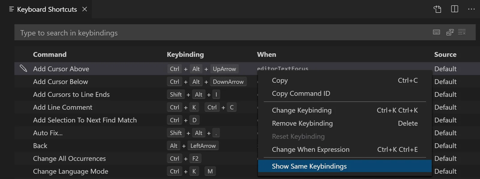 展示VSCode快捷键冲突或快捷键检测相关界面,以及Python编辑器中测试注释快捷键的真实操作场景。