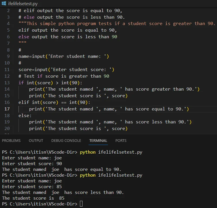 展示真实 Python 代码编辑器中的复杂 if/elif/else 代码、优化后的条件判断代码，以及终端运行结果对比。